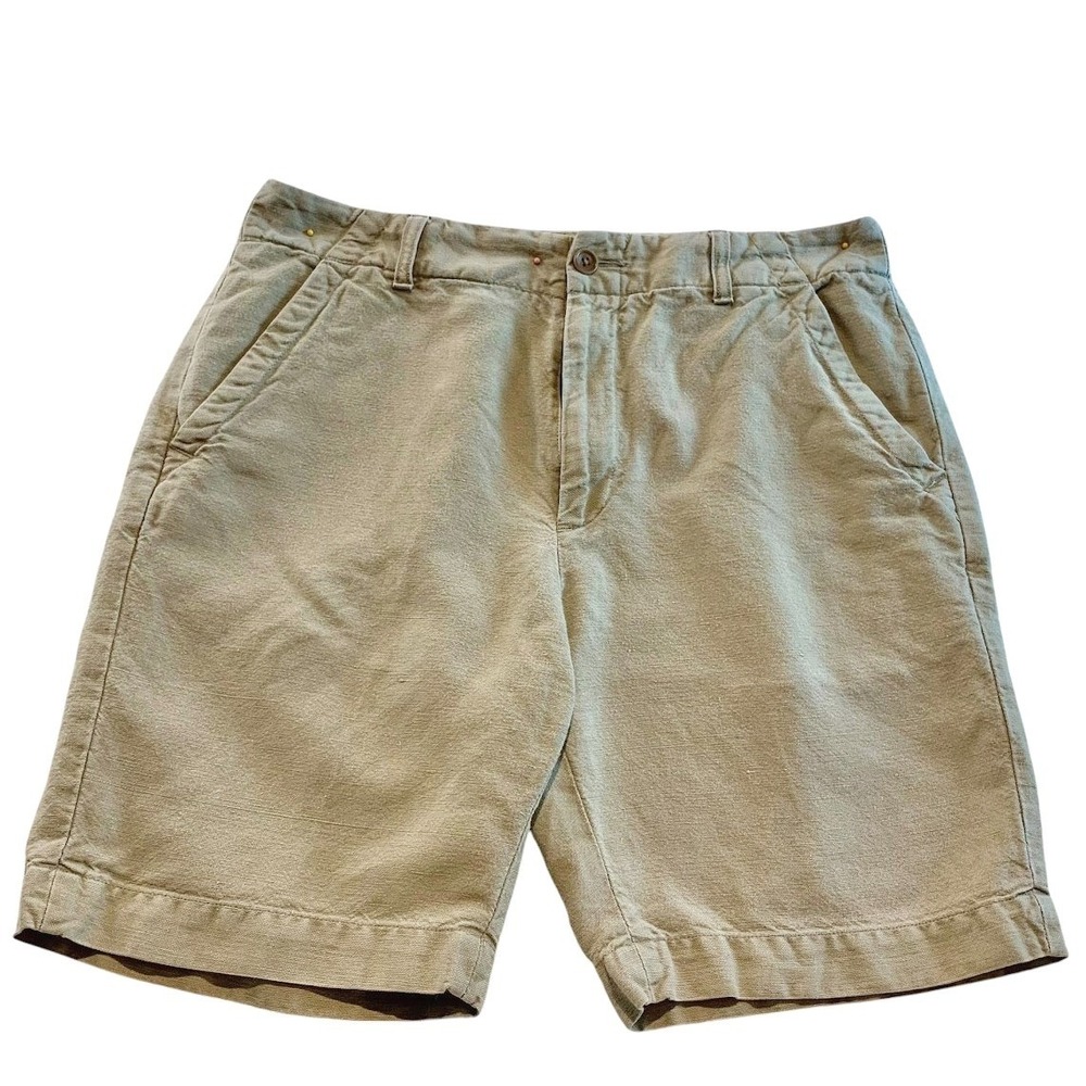 Banana Republic Shorts Mens 33 Khaki Linen Cotton 9in Resort Coastal Summer